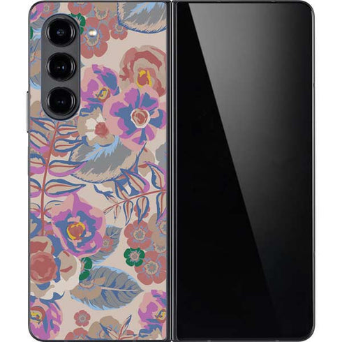 Warm Taupe Floral Galaxy Z Fold5 5G Skin